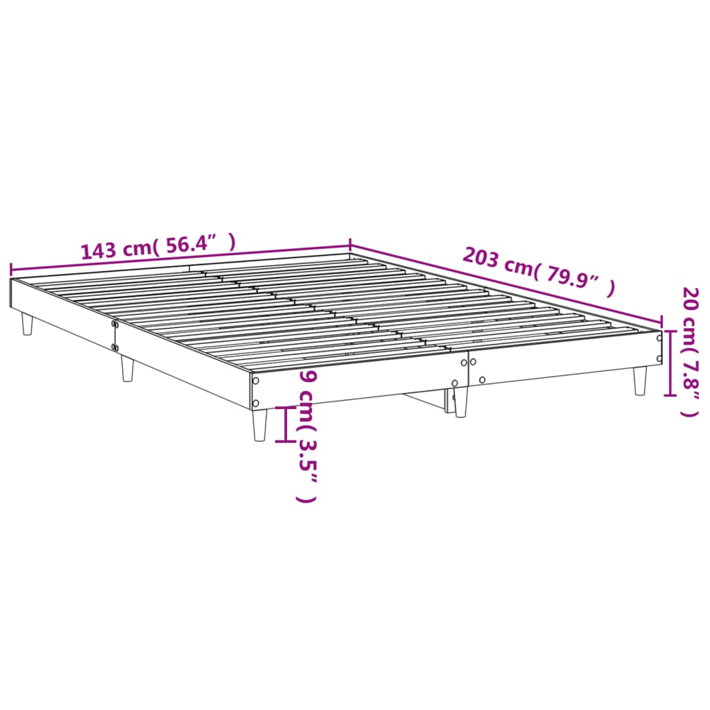 Bed frame without mattress white 140x200 cm engineered wood