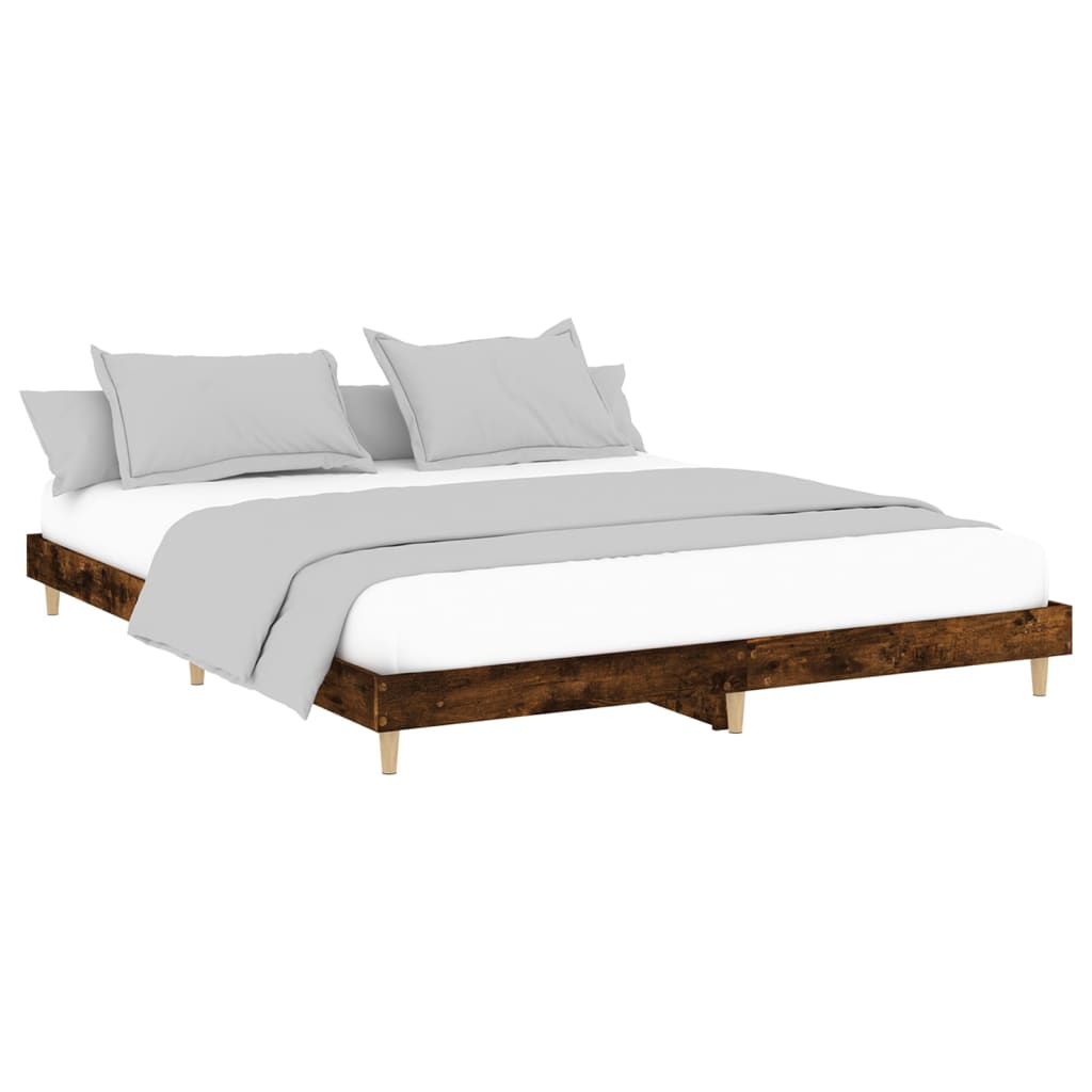 Bed frame without mattress smoked oak 140x200 cm engineered wood