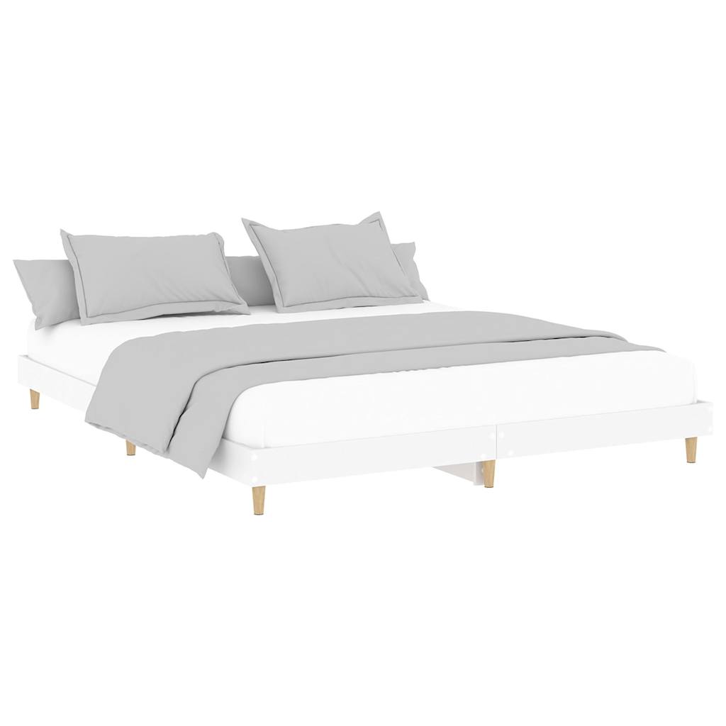 Bed frame without mattress white 120x200 cm engineered wood