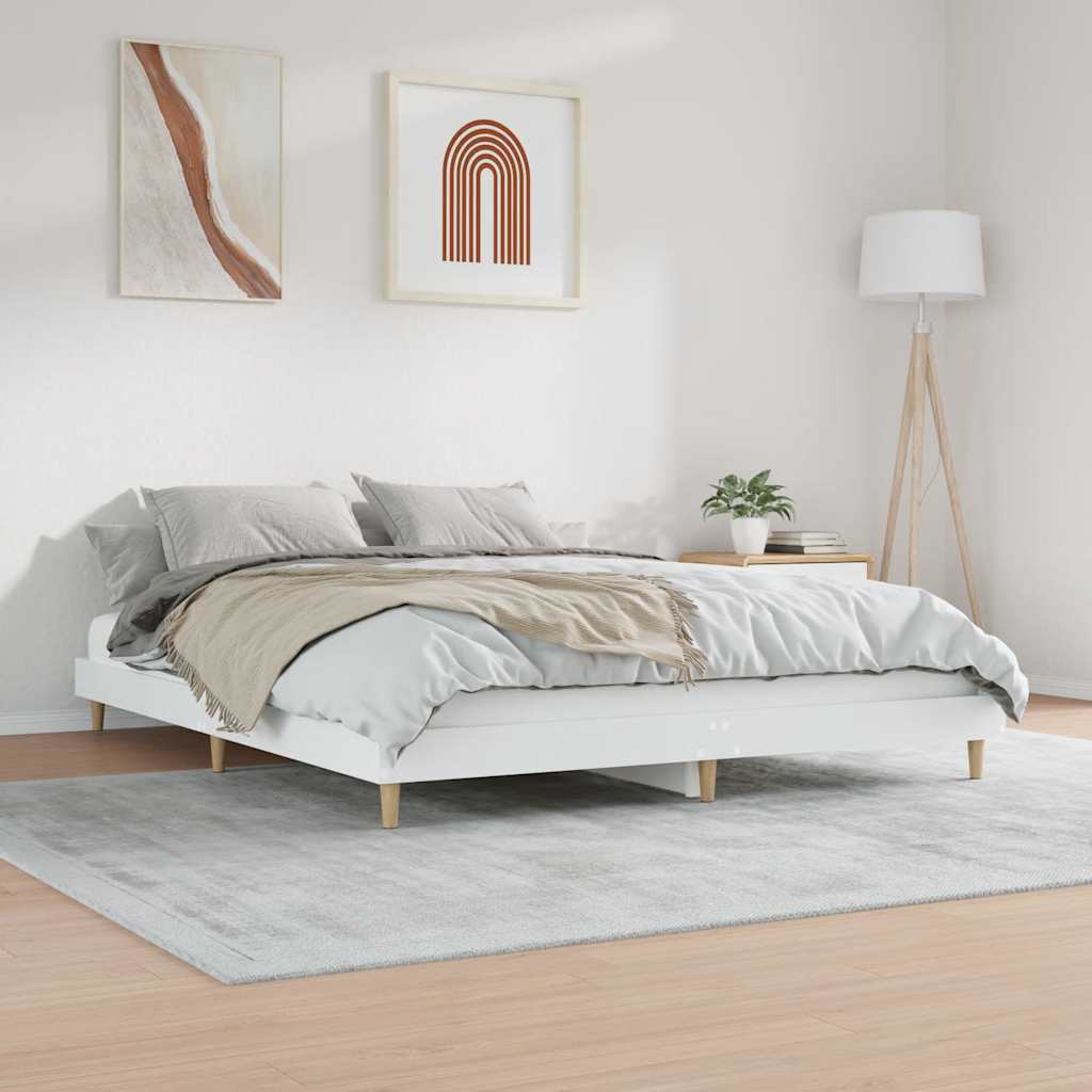 Bed frame without mattress white 120x200 cm engineered wood