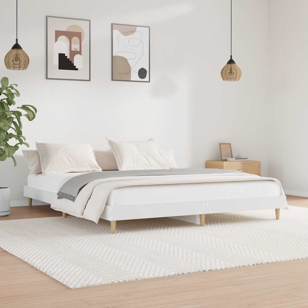 Cadre de lit sans matelas blanc 120x200 cm bois ingénierie