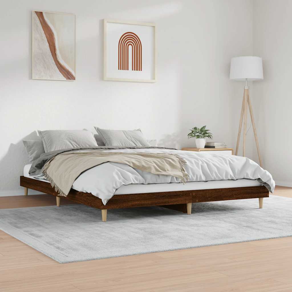 Bed frame without mattress brown oak 120x200 cm