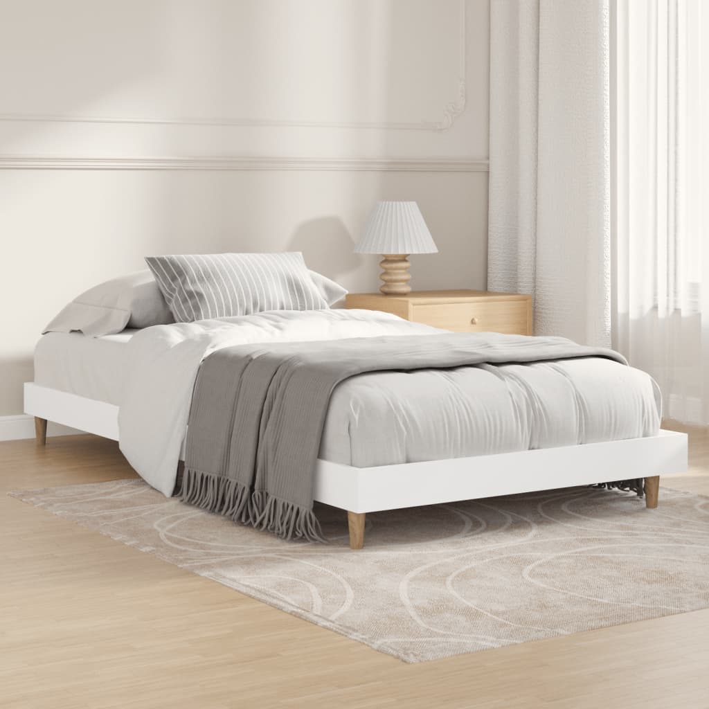 Cadre de lit sans matelas blanc 100x200 cm bois d'ingénierie