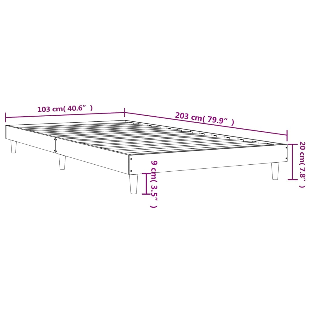 Bed frame without mattress sonoma oak 100x200 cm