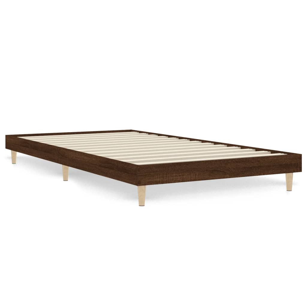 Bed frame without mattress brown oak 100x200 cm