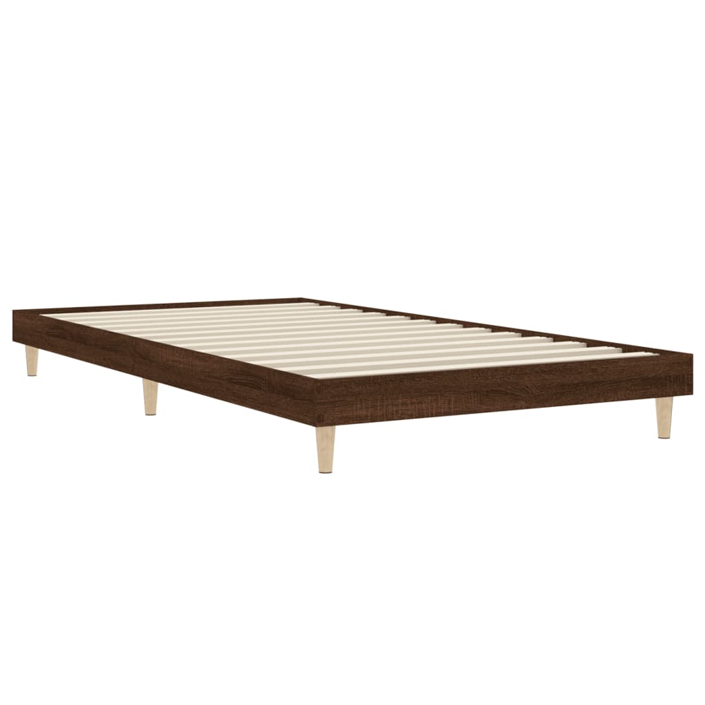 Bed frame without mattress brown oak 100x200 cm