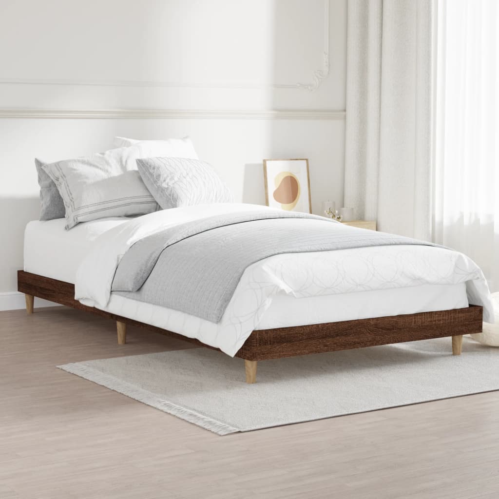 Bed frame without mattress brown oak 100x200 cm