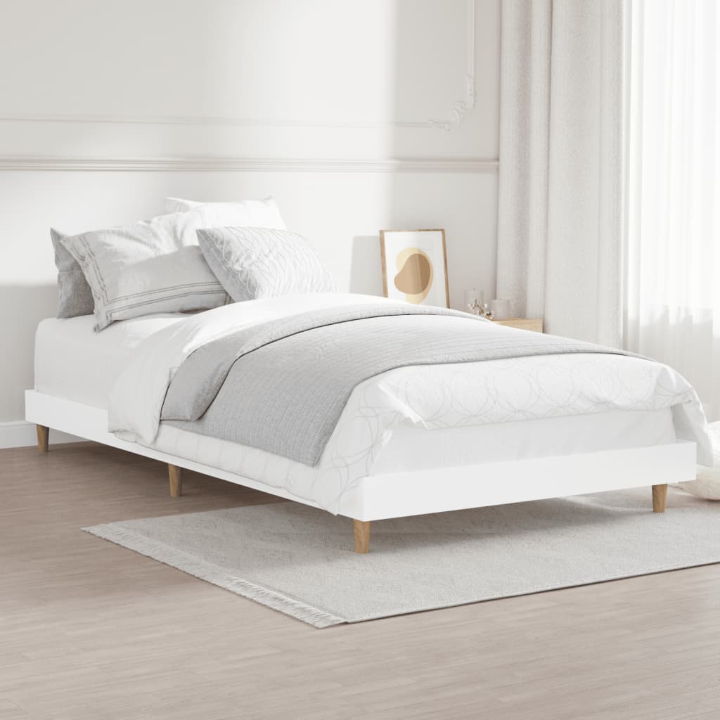 Cadre de lit sans matelas blanc 90x200 cm bois d'ingénierie