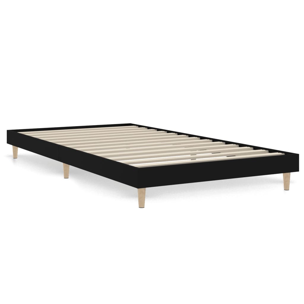 Bed frame without mattress black 90x200 cm engineered wood