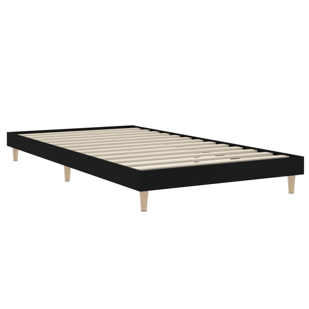 Bed frame without mattress black 90x200 cm engineered wood