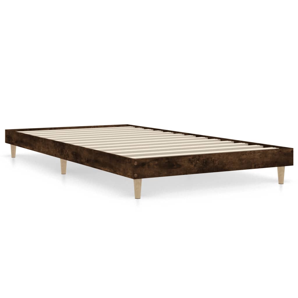 Bed frame without mattress smoked oak 90x200cm engineered wood