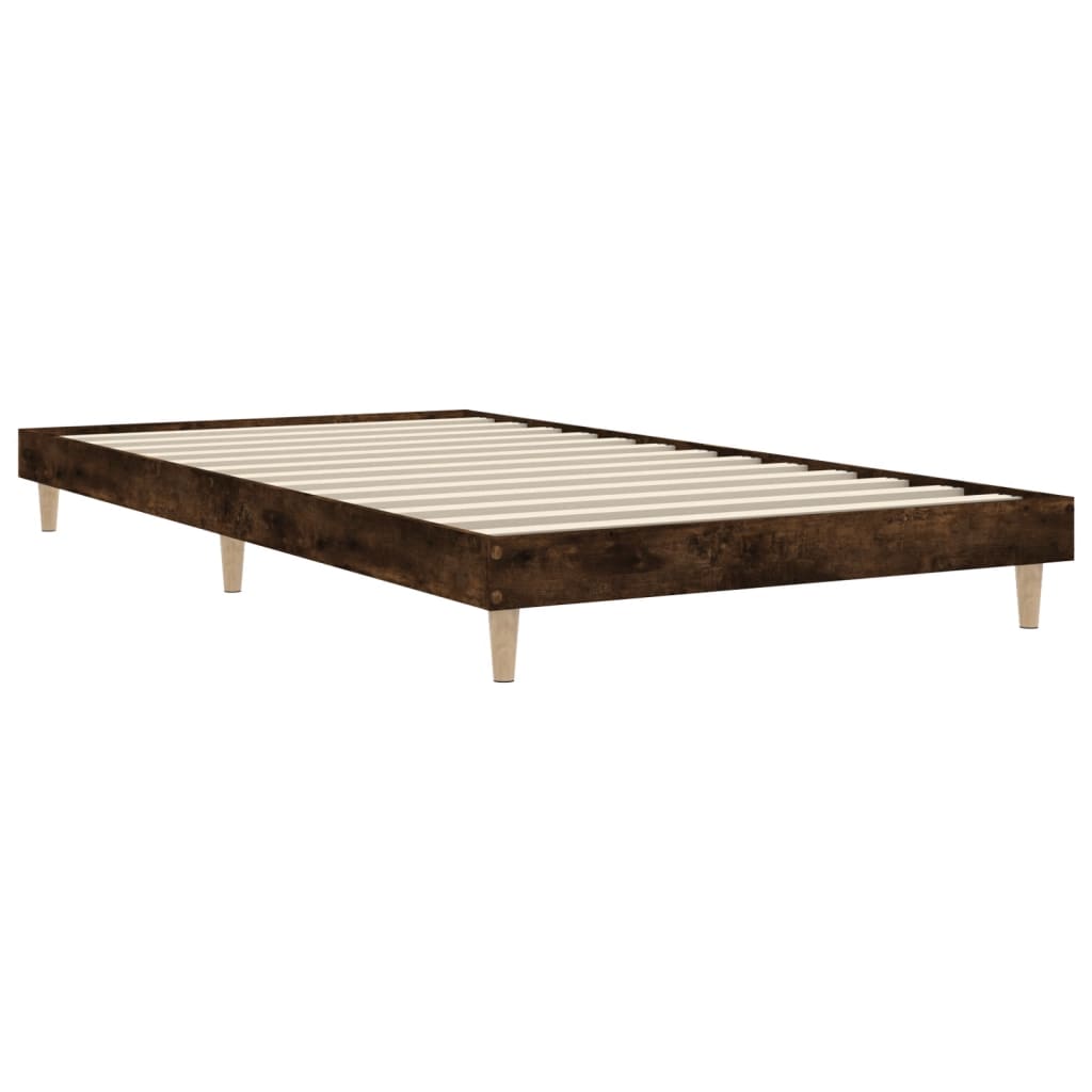 Bed frame without mattress smoked oak 90x200cm engineered wood