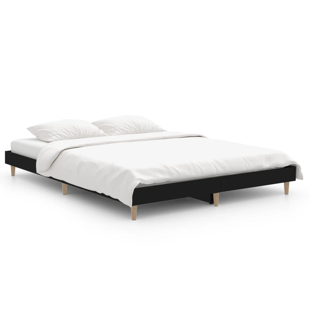 Cadre de lit sans matelas noir 140x190 cm bois d'ingénierie