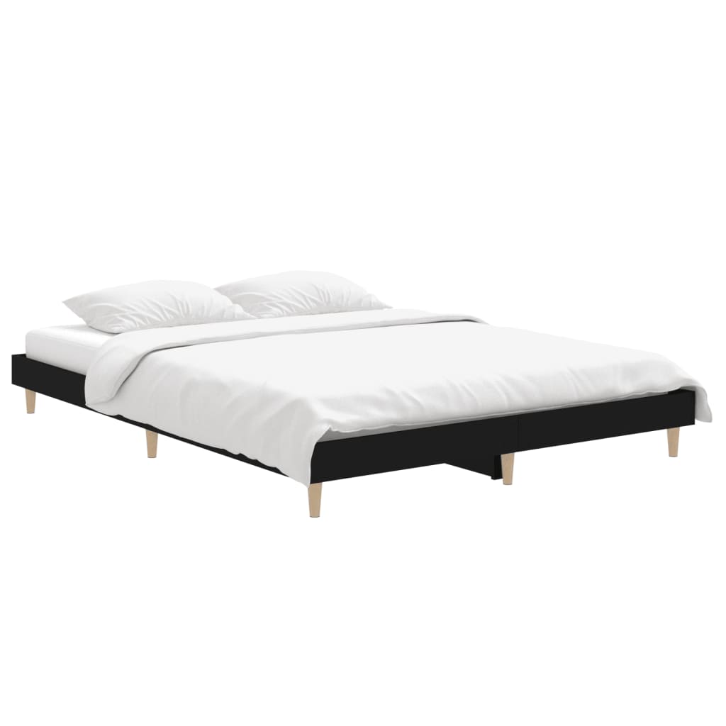 Cadre de lit sans matelas noir 140x190 cm bois d'ingénierie