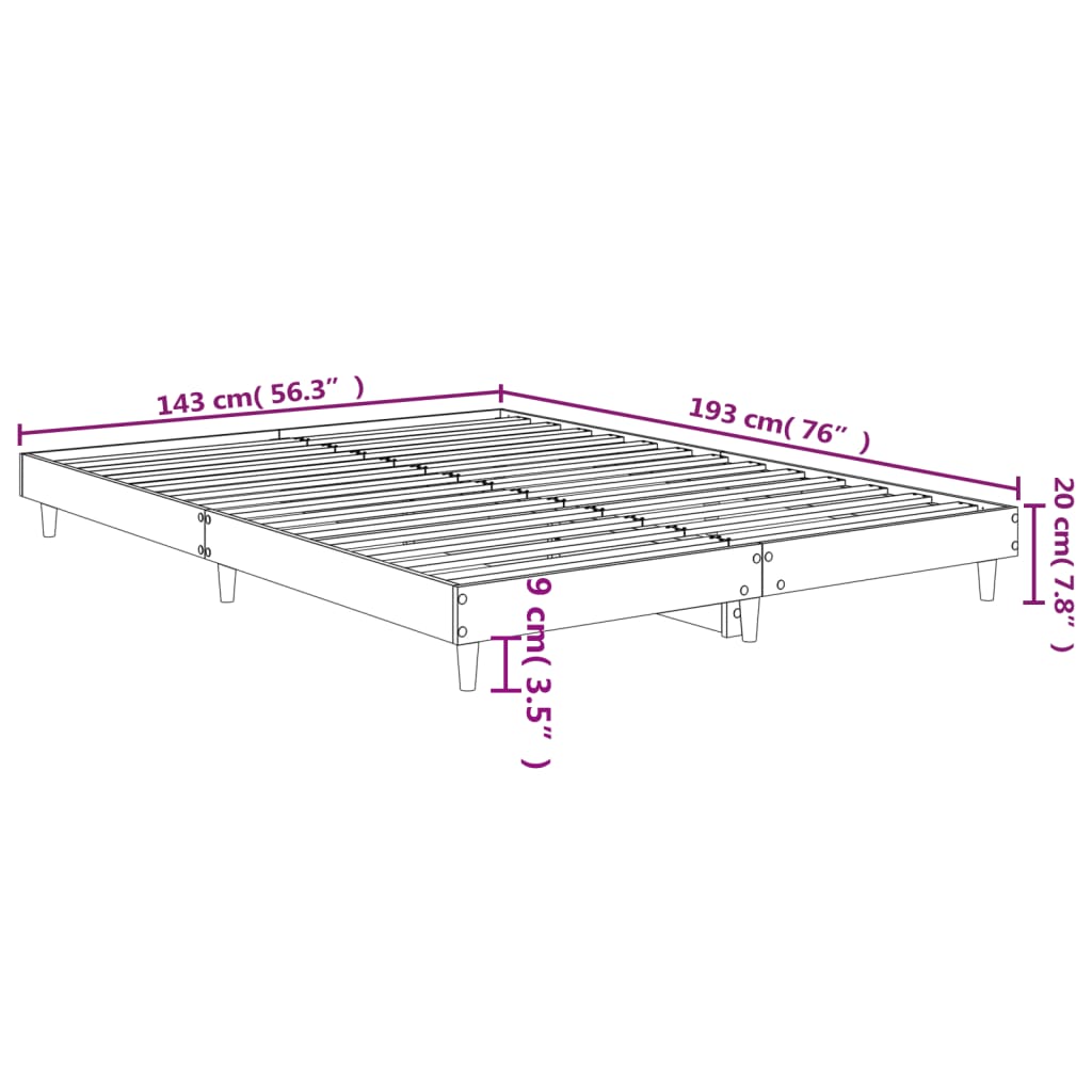 Bettgestell ohne Matratze Sonoma-Eiche 140x190 cm