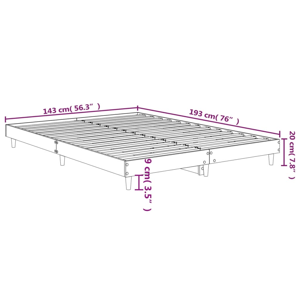 Bettgestell ohne Matratze, braune Eiche, 140 x 190 cm