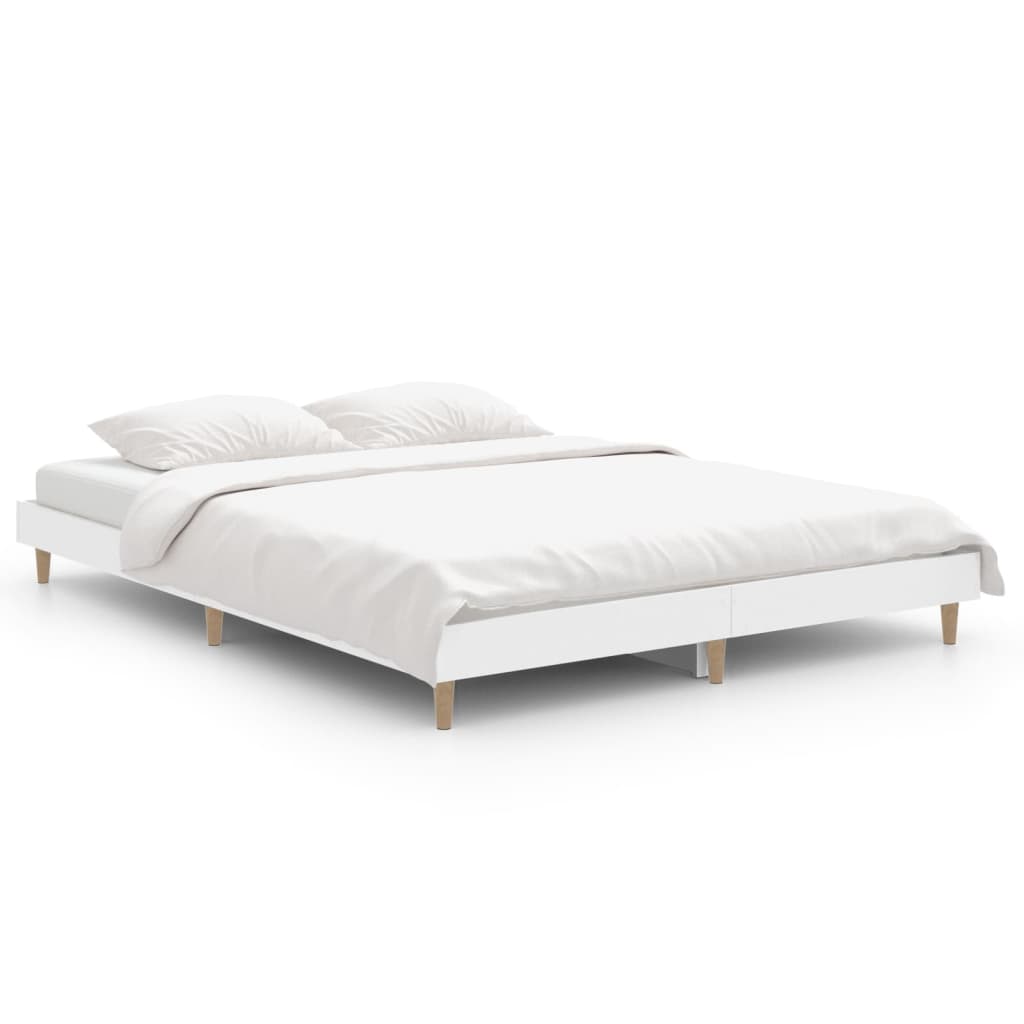 Cadre de lit sans matelas blanc 135x190 cm bois d'ingénierie