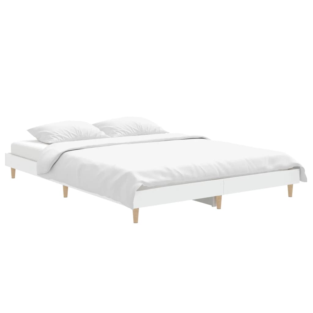 Cadre de lit sans matelas blanc 135x190 cm bois d'ingénierie