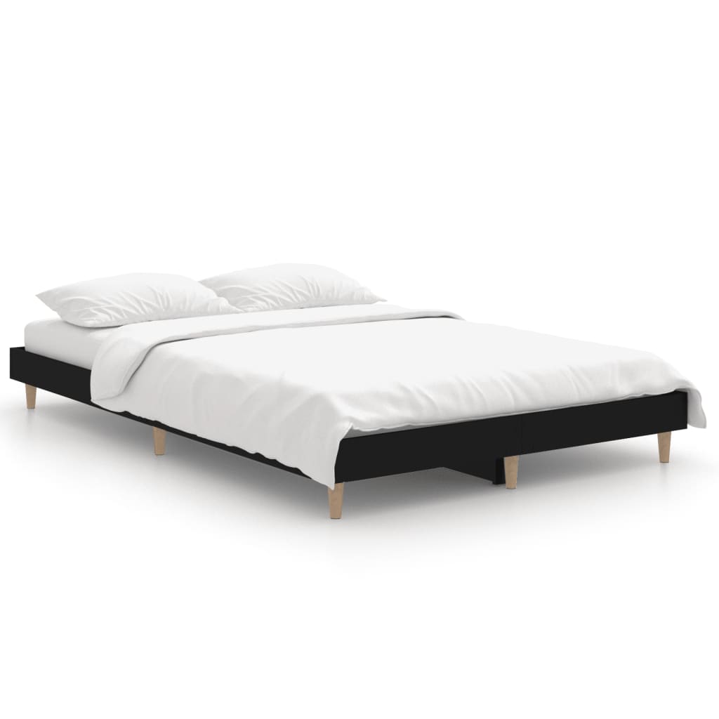 Bed frame without mattress black 120x190 cm engineered wood