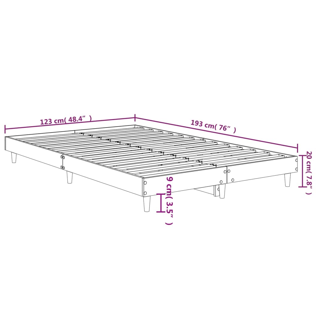 Bed frame without mattress black 120x190 cm engineered wood