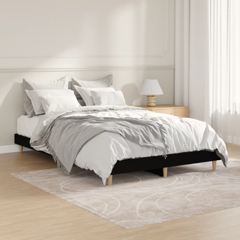 Bed frame without mattress black 120x190 cm engineered wood