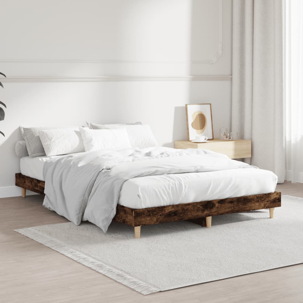 Cadre de lit sans matelas chêne fumé 120x190 cm bois ingénierie