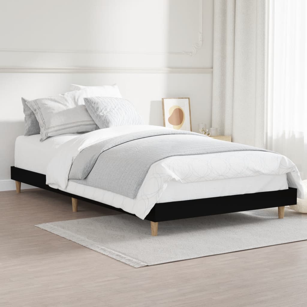 Cadre de lit sans matelas noir 90x190 cm bois ingénierie