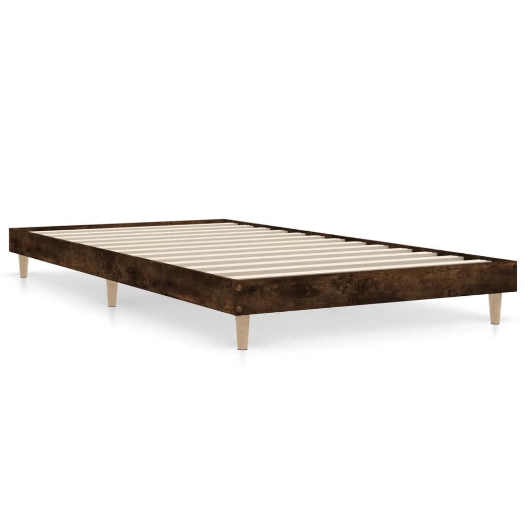 Bed frame without mattress smoked oak 90x190cm engineered wood