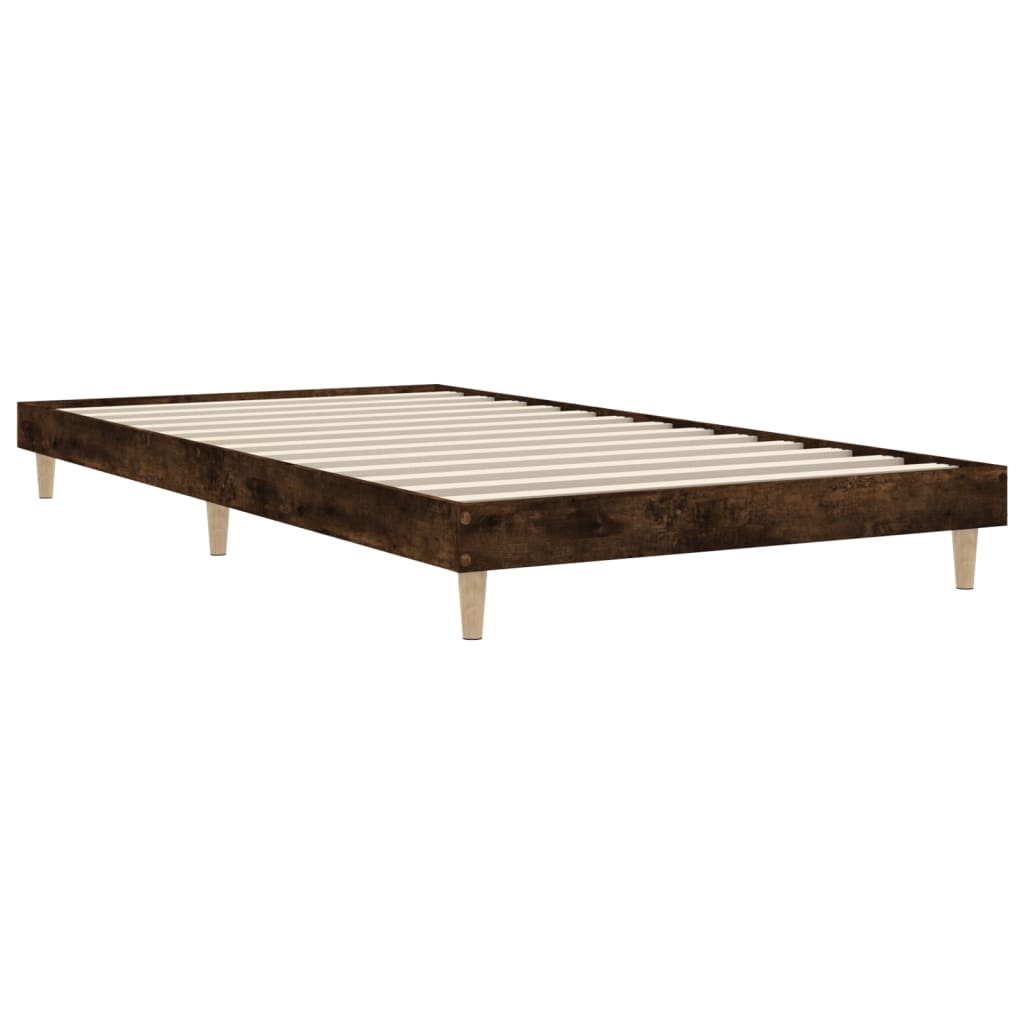 Bed frame without mattress smoked oak 90x190cm engineered wood