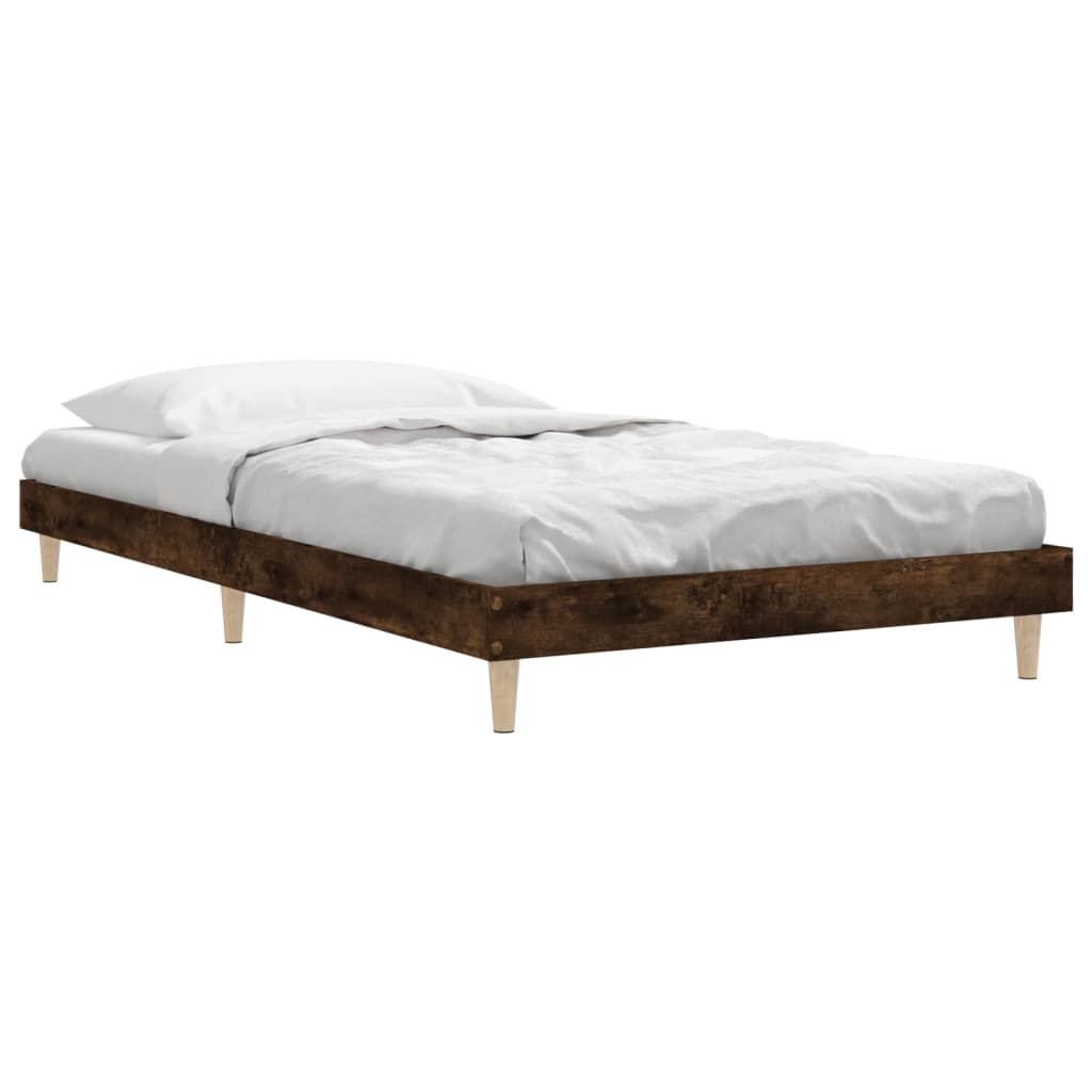 Cadre de lit sans matelas chêne fumé 90x190cm bois d'ingénierie