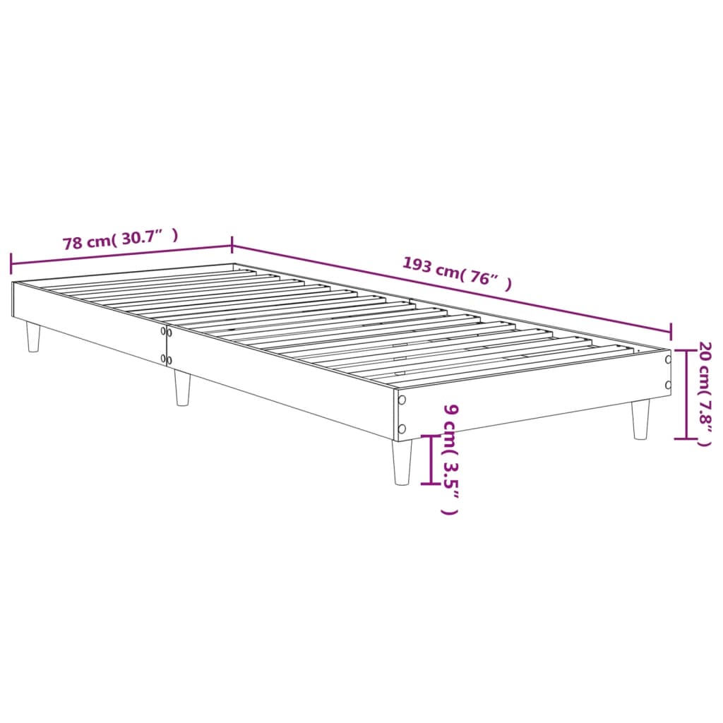 Bettgestell ohne Matratze weiß 75x190 cm Holzwerkstoff