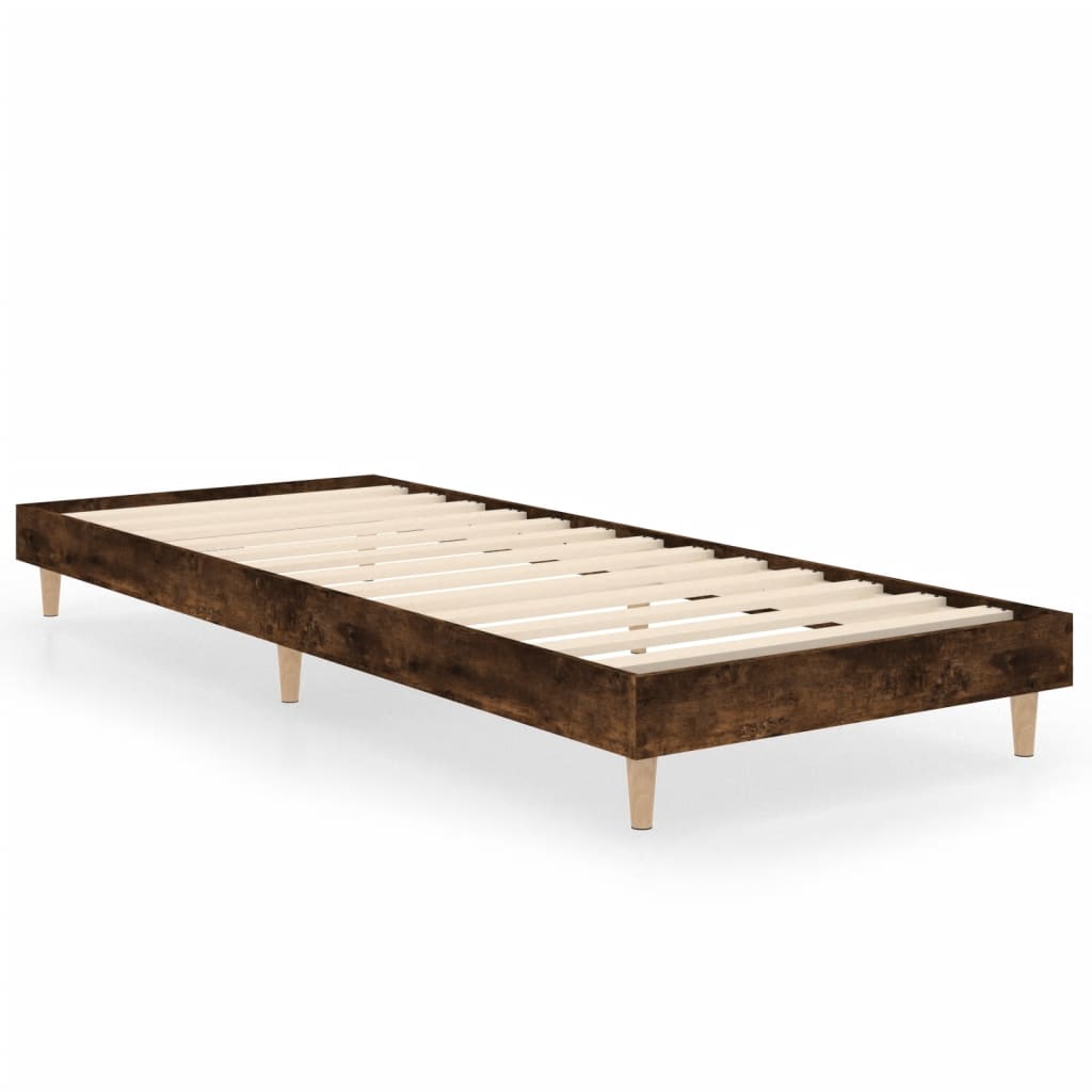 Smoked oak bed frame 75x190 cm engineered wood