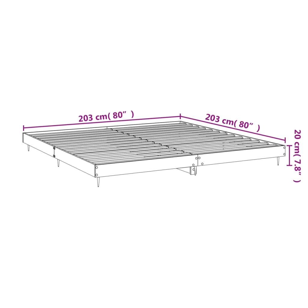 Bed frame without mattress white 200x200 cm engineered wood