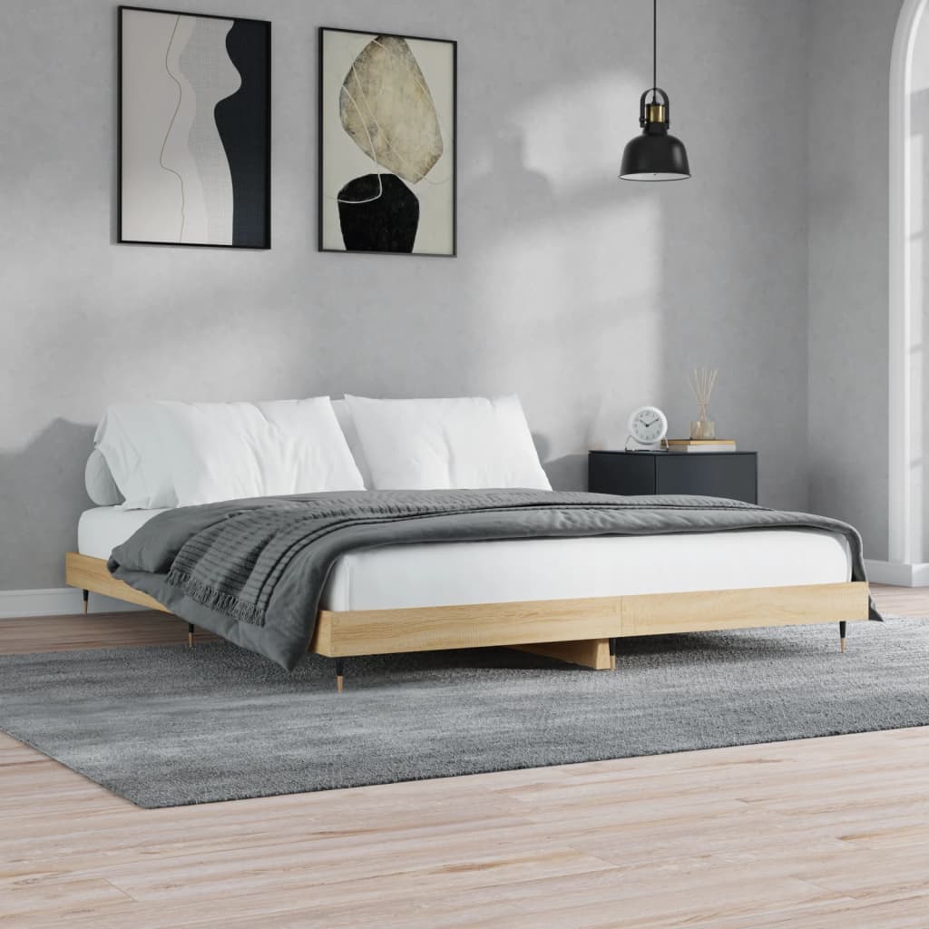 Bed frame without mattress sonoma oak 200x200 cm