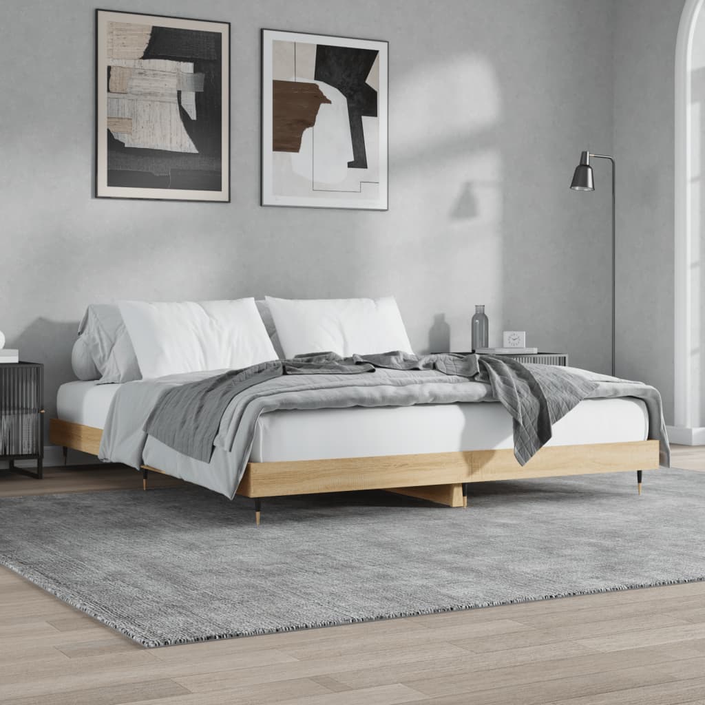 Bed frame without mattress sonoma oak 200x200 cm