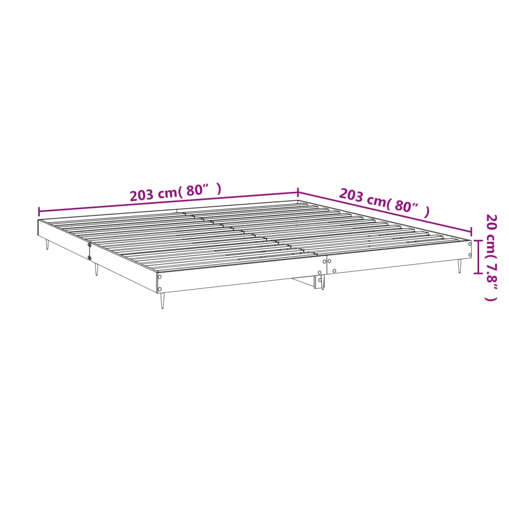 Bettgestell ohne Matratze betongrau 200x200 cm