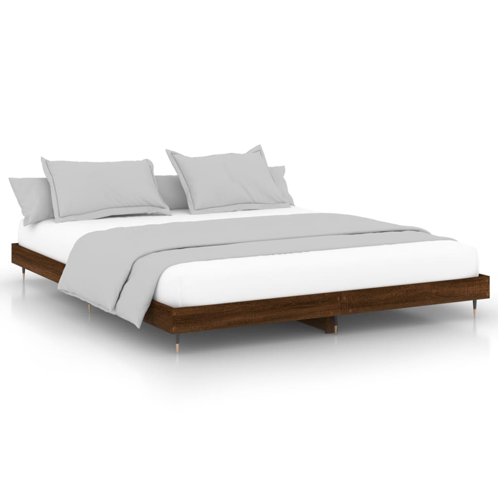 Bed frame without mattress brown oak 200x200 cm