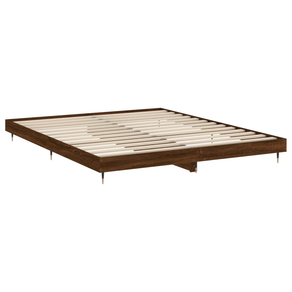 Bed frame without mattress brown oak 200x200 cm