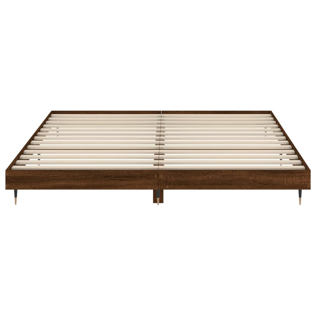 Bed frame without mattress brown oak 200x200 cm