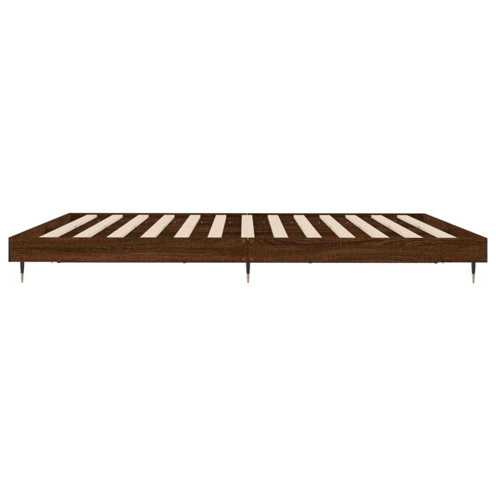 Bed frame without mattress brown oak 200x200 cm