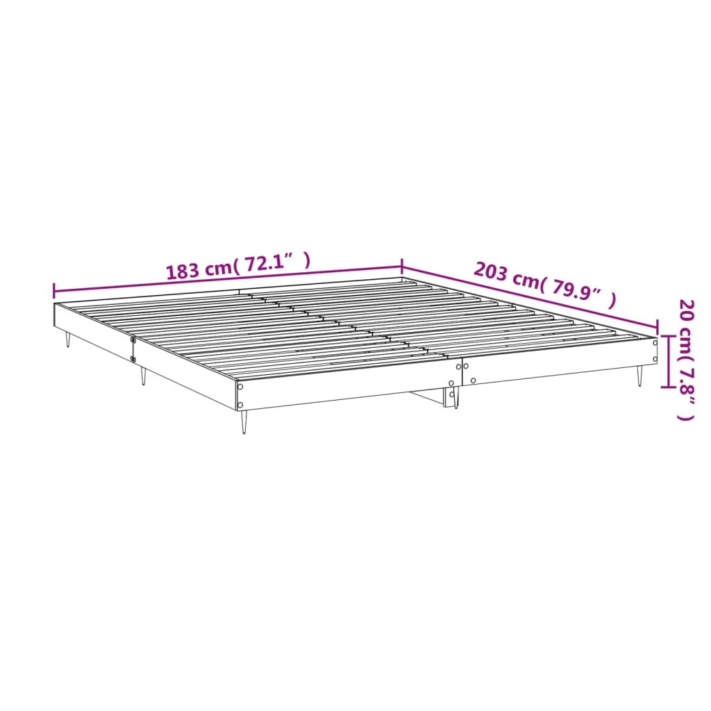 Bed frame without mattress white 180x200 cm engineered wood