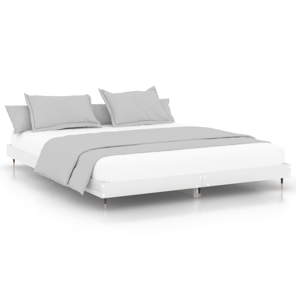 Bed frame without mattress glossy white 180x200 cm