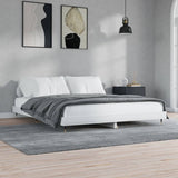 Bed frame without mattress glossy white 160x200 cm