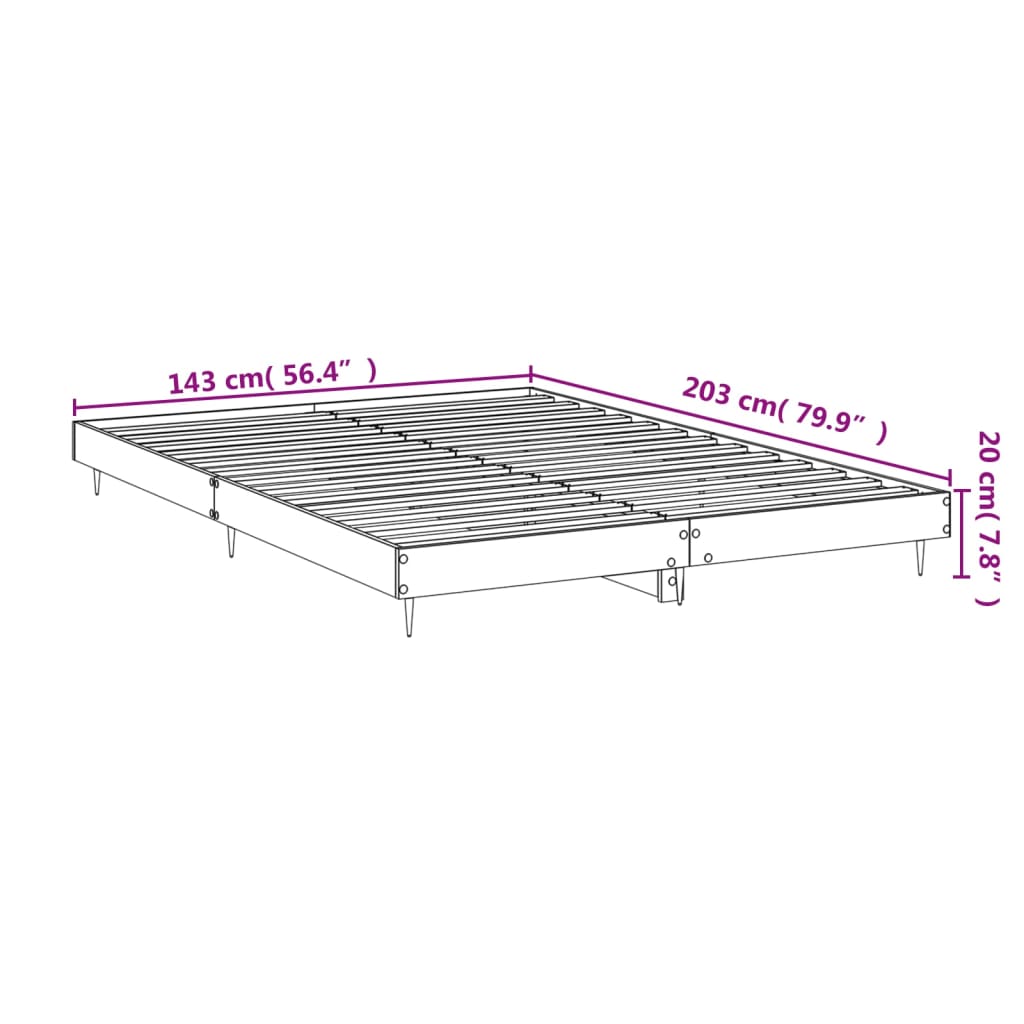 Bed frame without mattress white 140x200 cm engineered wood