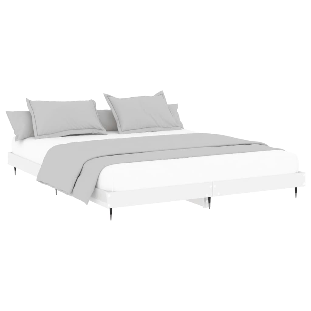 Bed frame without mattress glossy white 140x200 cm