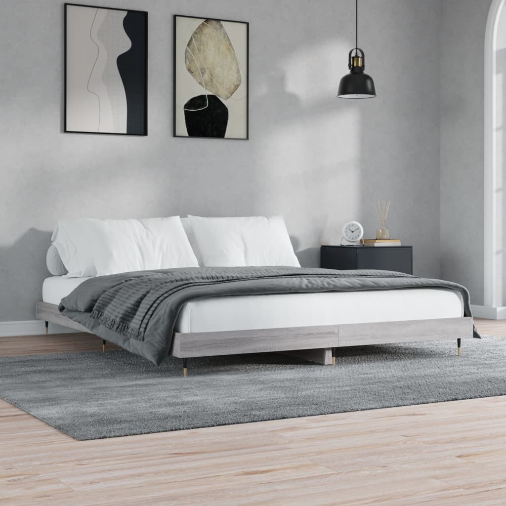 Bed frame without mattress sonoma gray 140x200 cm