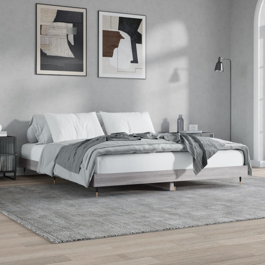 Bed frame without mattress sonoma gray 140x200 cm