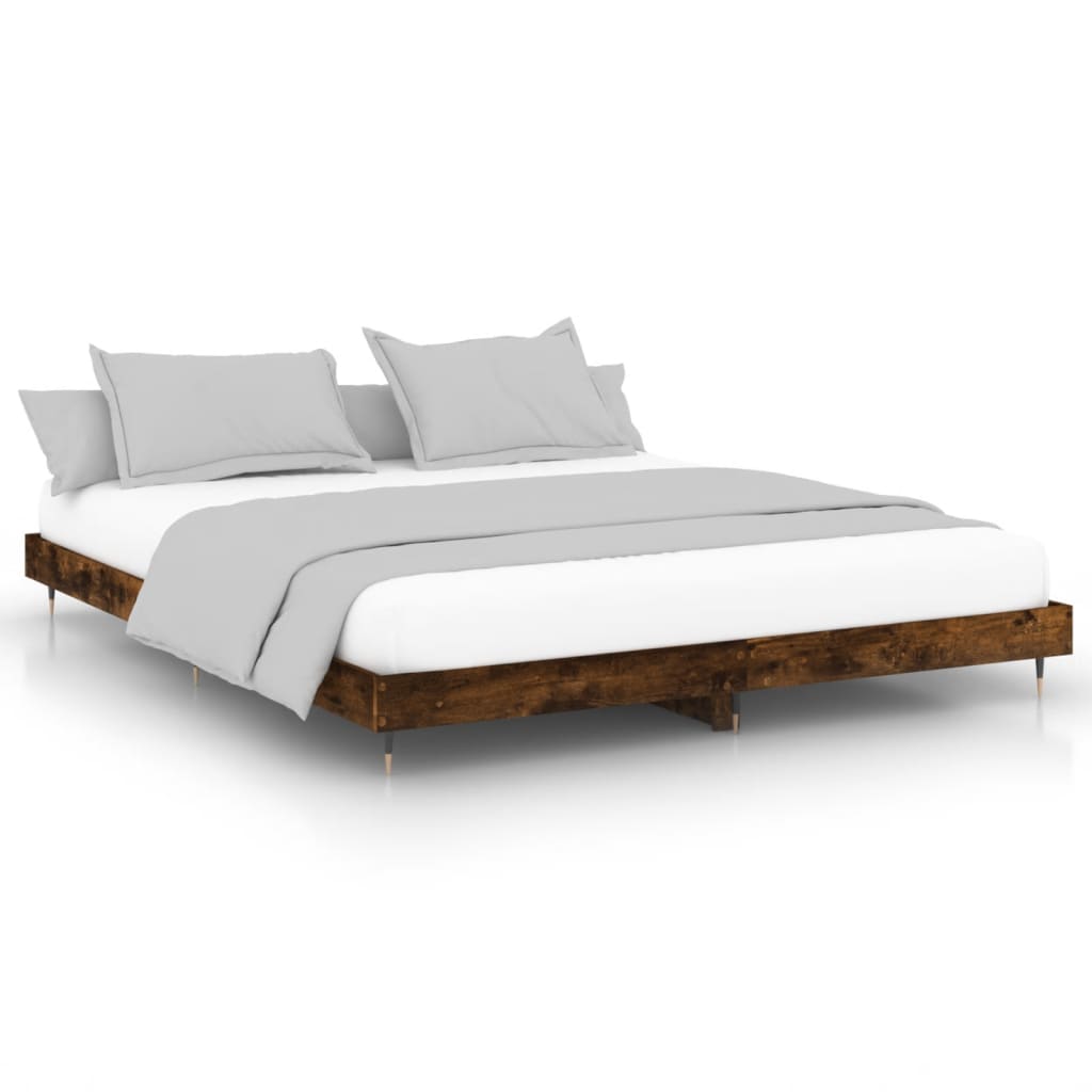 Bed frame without mattress smoked oak 120x200 cm engineered wood