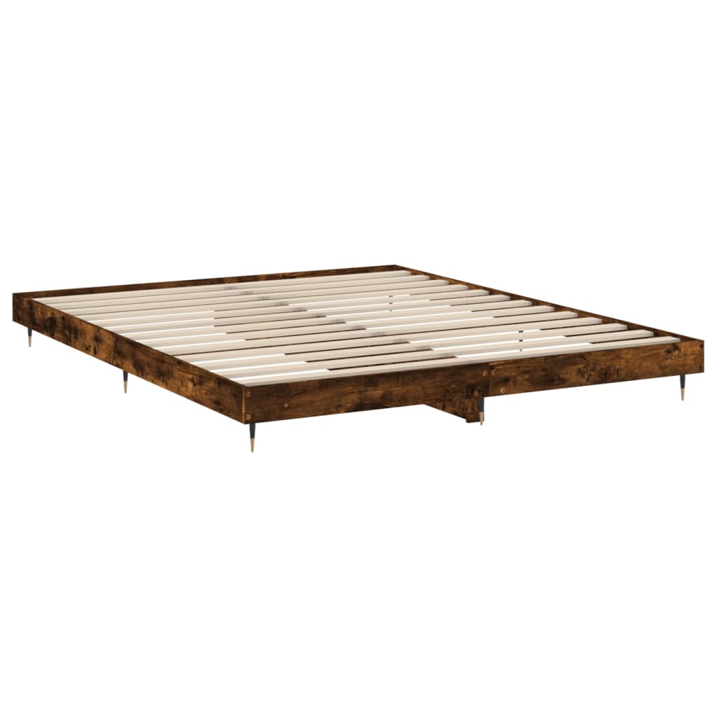 Bed frame without mattress smoked oak 120x200 cm engineered wood