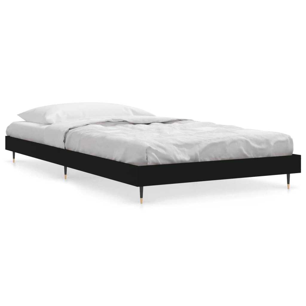 Bed frame without mattress black 100x200 cm engineered wood